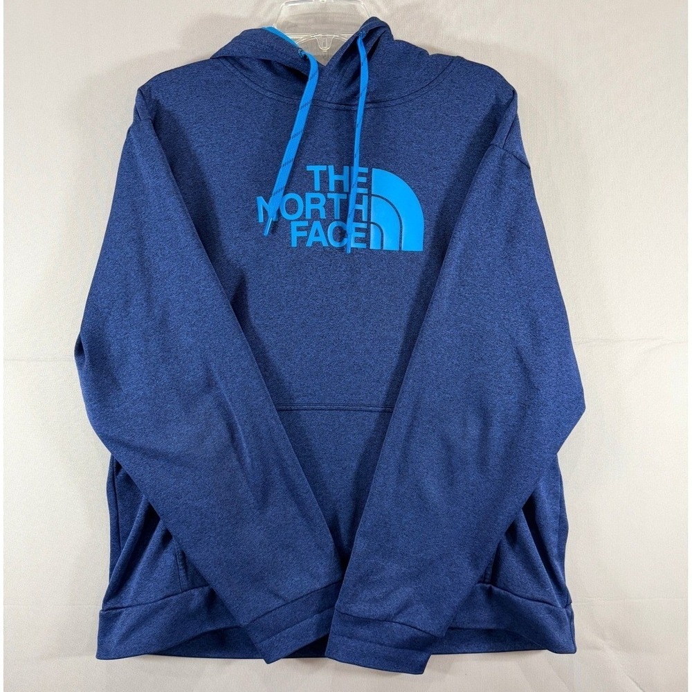 The North Face Mens XL Navy Blue Heathered Logo Pullover Hoodie Fleece XL/TG